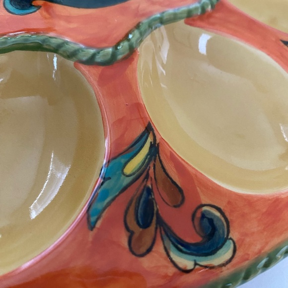 Talavera Deviled Egg Platter Hand Painted Ceramic Mexican Style 10” - Picture 5 of 8